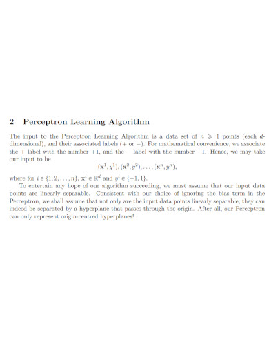 perceptron learning algorithm