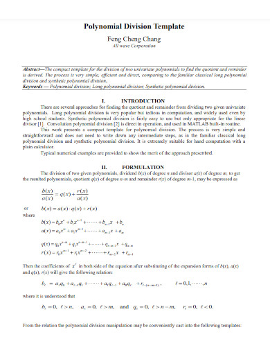 polynomial division template