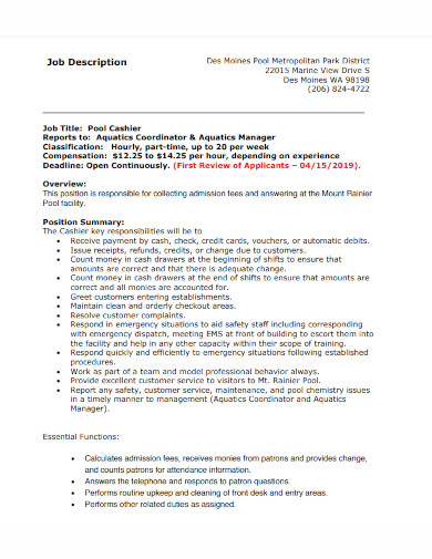 Cashier Resume - Examples, PDF | Examples