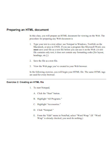 preparing an html document