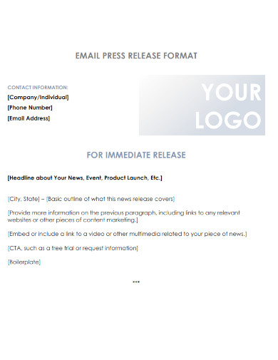 press release email format