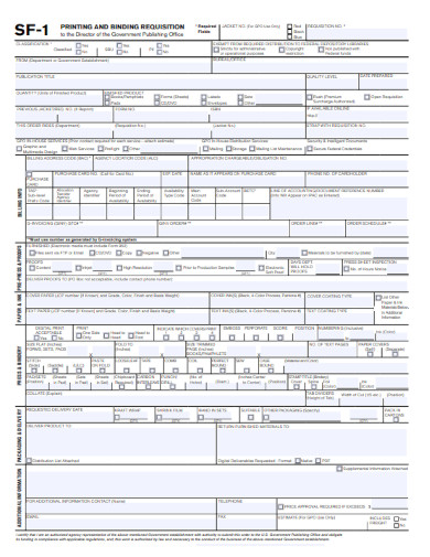 printing and binding requisition standard form