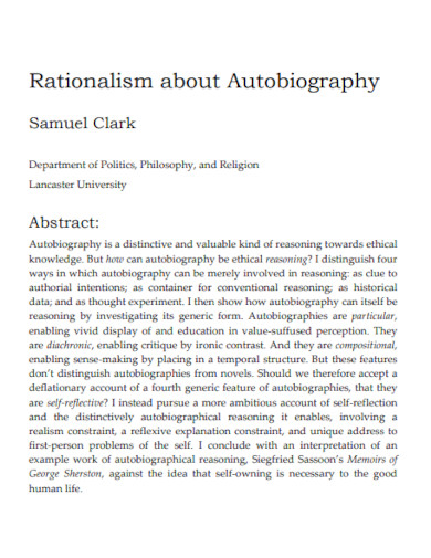 rationalism about autobiography