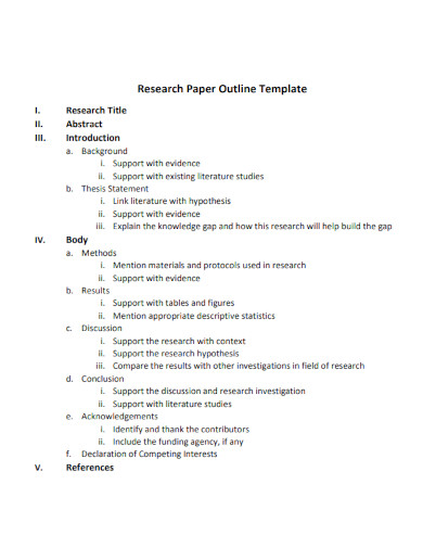 research paper outline format template