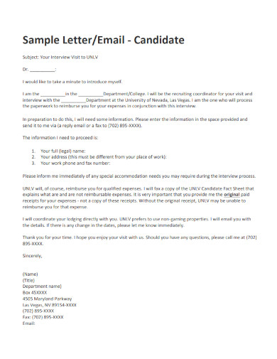 sample candidate email template 