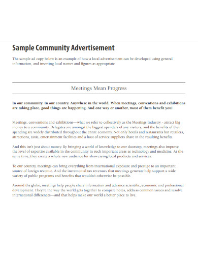 sample community advertisement