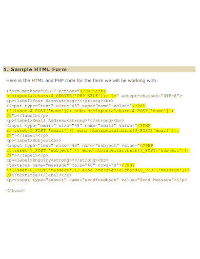 sample html form