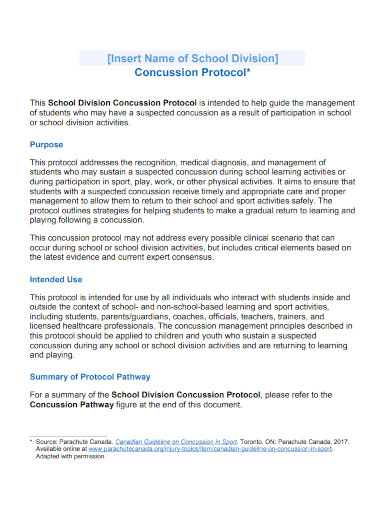 school division concussion protocol template