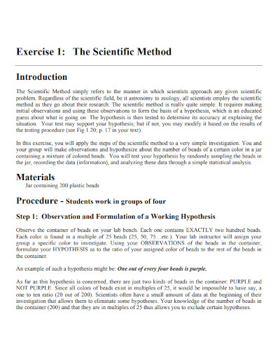 scientific method exercise