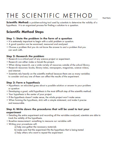 Scientific Method Fact Sheet