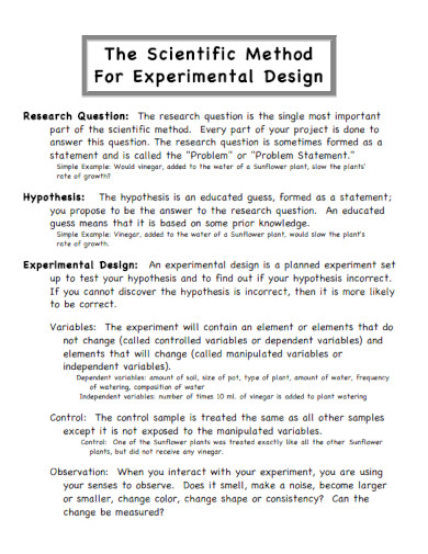 scientific method for experimental design