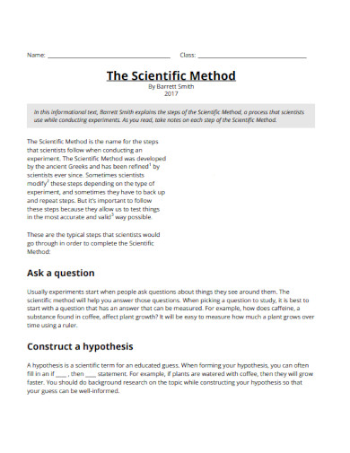 scientific method handout