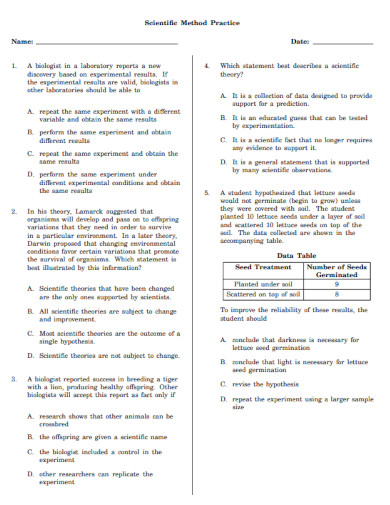 scientific method practice pdf