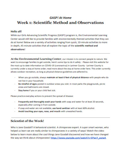 scientific method and observations