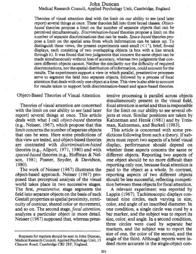 selective attention organization of visual information