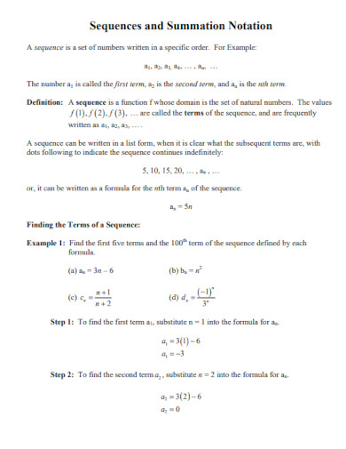 sequences and summation notation