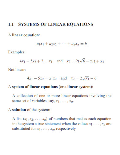 solutions of linear equations