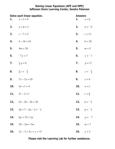 solving linear equations in pdf