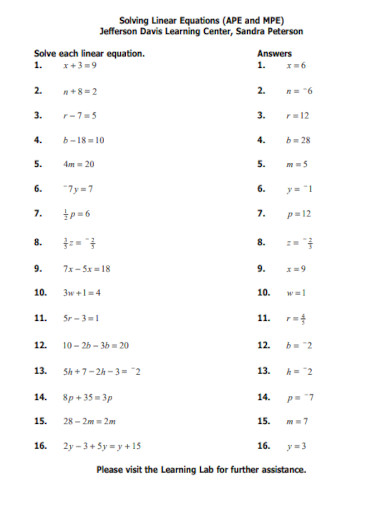 Linear Equations - Examples, Format, How to Graph, PDF