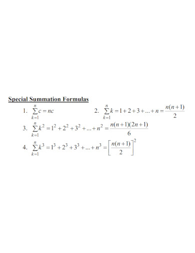 special summation formulas