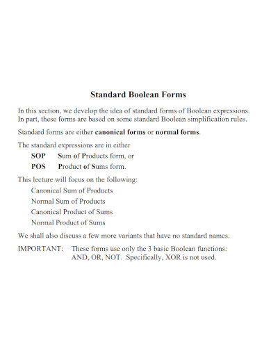 standard boolean form