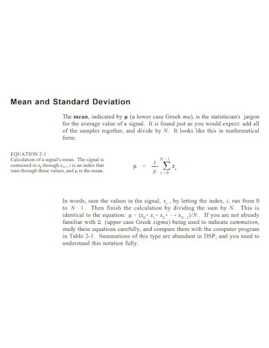 standard deviation and mean example