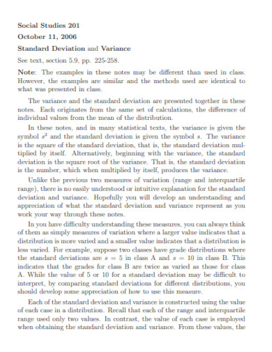 standard deviation and variance in pdf