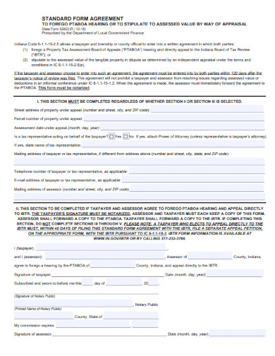 standard form agreement