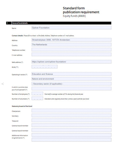 standard form publication requirement