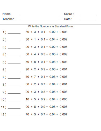 standard form for teacher