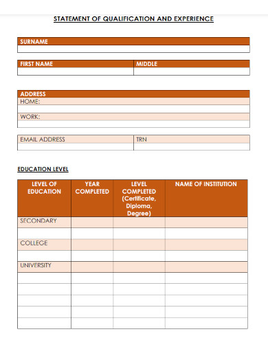 Statement of Qualifications - Examples, PDF | Examples