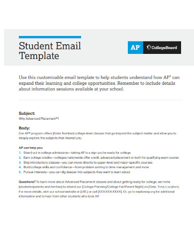 student email template
