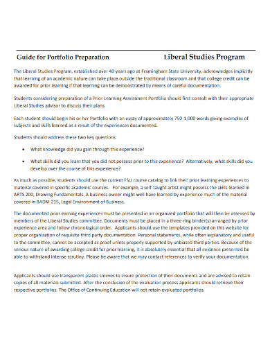 student portfolio preparation guide 
