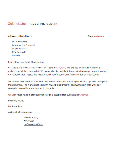 submission revision letter example 