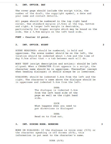 suggested script layout format 