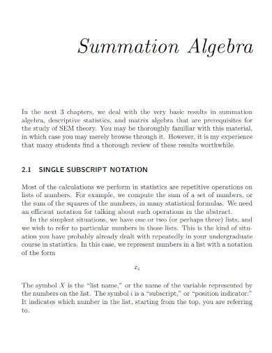 summation algebra