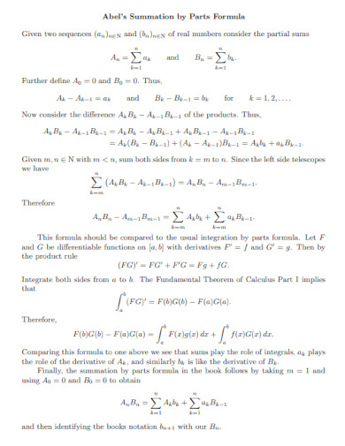 summation by parts formula