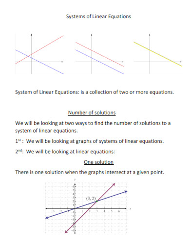 systems of linear equations template