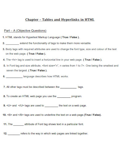 tables and hyperlinks in html