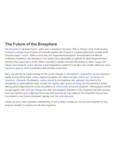the future of the biosphere