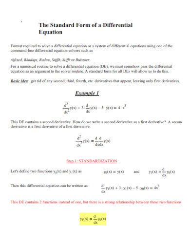 the standard form of a differential equation