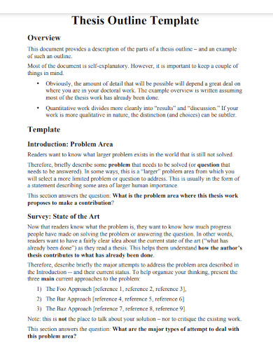 thesis outline format template