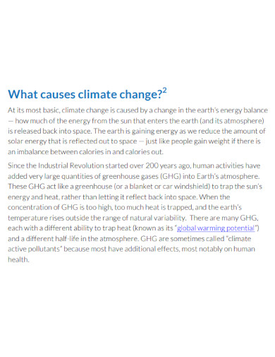 Climate Change - Examples, PDF | Examples