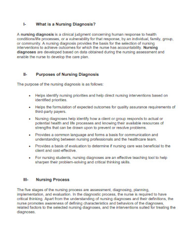 Nursing Diagnosis Examples Pdf Examples