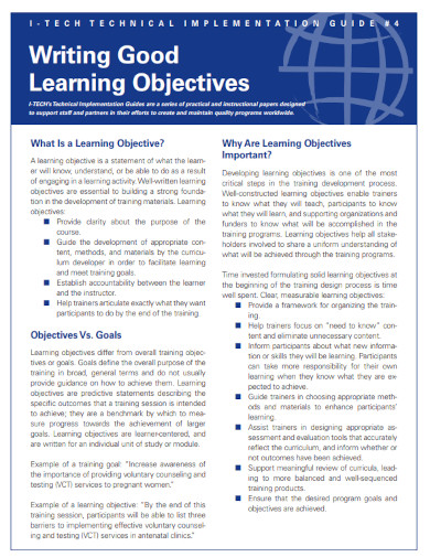 writing good learning objectives