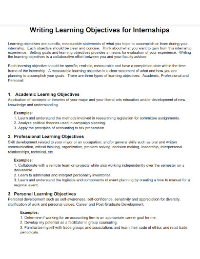 Learning Objectives - Examples, PDF | Examples