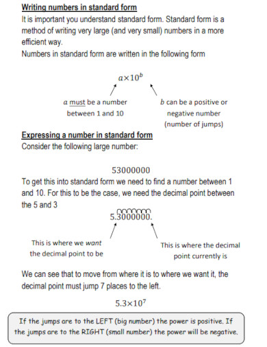 writing numbers in standard form