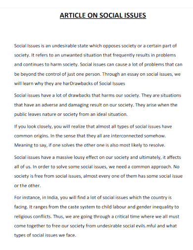 article on social issues 