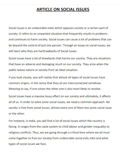 Article on Social Issues 