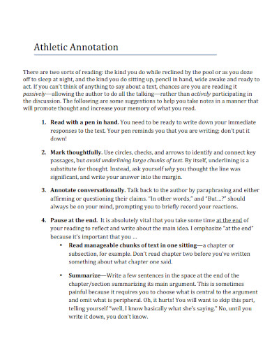 athletic annotation template 
